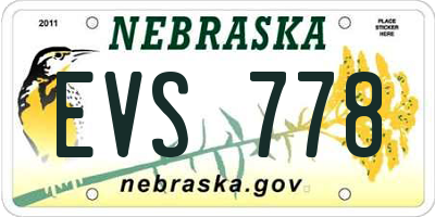 NE license plate EVS778