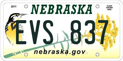NE license plate EVS837