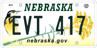 NE license plate EVT417
