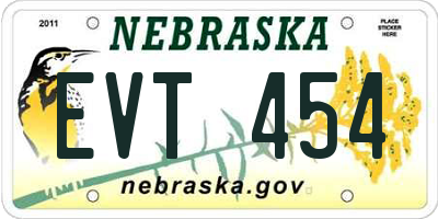 NE license plate EVT454