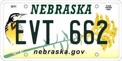 NE license plate EVT662