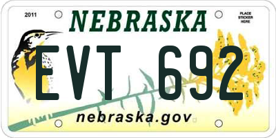 NE license plate EVT692