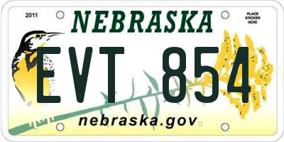 NE license plate EVT854