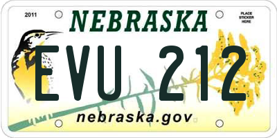 NE license plate EVU212