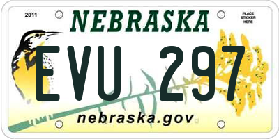 NE license plate EVU297