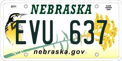 NE license plate EVU637