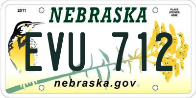 NE license plate EVU712
