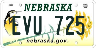 NE license plate EVU725