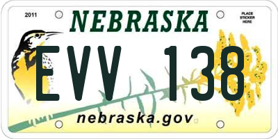NE license plate EVV138