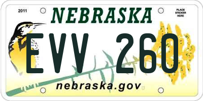 NE license plate EVV260