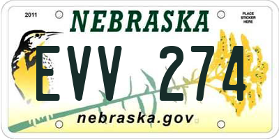NE license plate EVV274