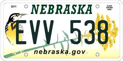 NE license plate EVV538