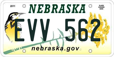 NE license plate EVV562