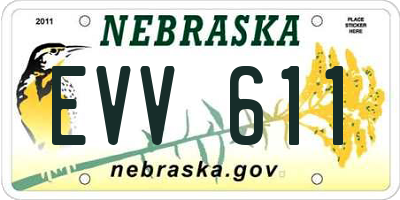NE license plate EVV611