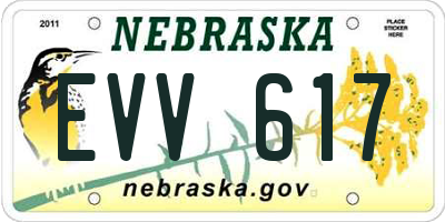 NE license plate EVV617
