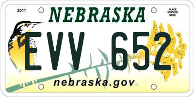 NE license plate EVV652