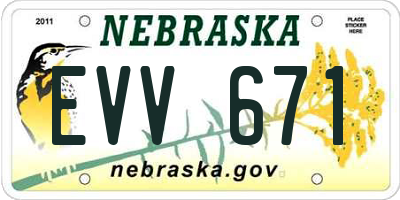 NE license plate EVV671