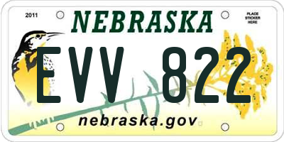 NE license plate EVV822