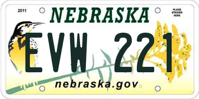 NE license plate EVW221