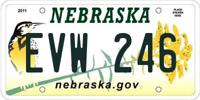 NE license plate EVW246