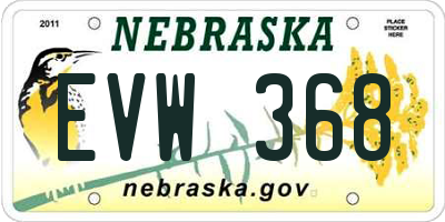 NE license plate EVW368
