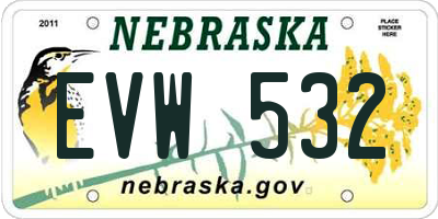 NE license plate EVW532
