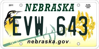 NE license plate EVW643