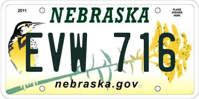 NE license plate EVW716