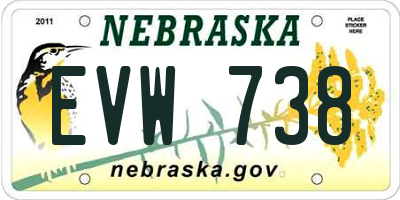 NE license plate EVW738