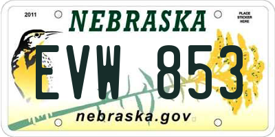 NE license plate EVW853