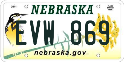 NE license plate EVW869