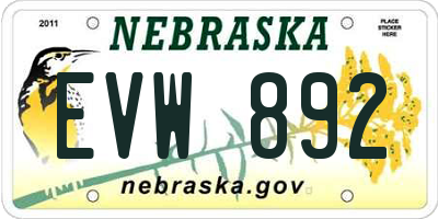 NE license plate EVW892