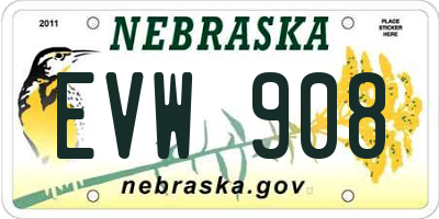 NE license plate EVW908