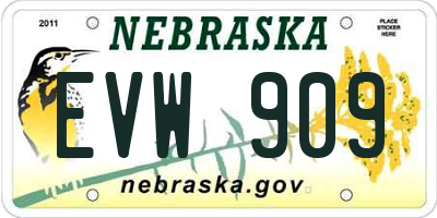 NE license plate EVW909