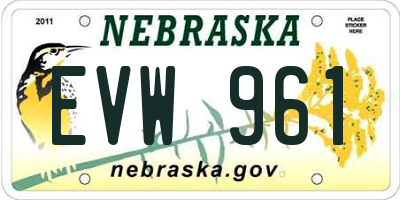 NE license plate EVW961