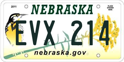 NE license plate EVX214