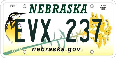 NE license plate EVX237