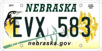 NE license plate EVX583