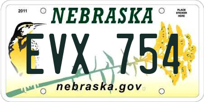 NE license plate EVX754