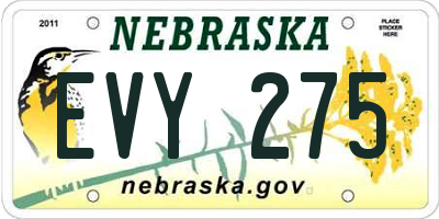 NE license plate EVY275