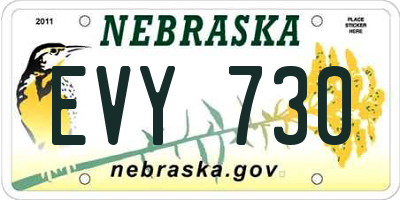 NE license plate EVY730