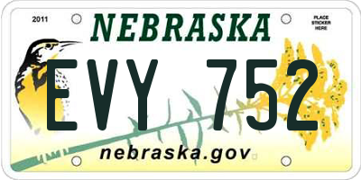 NE license plate EVY752
