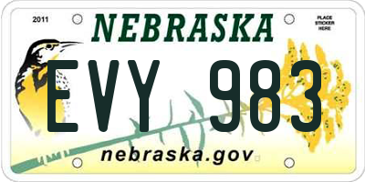 NE license plate EVY983