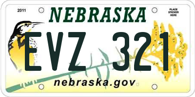 NE license plate EVZ321