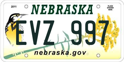 NE license plate EVZ997
