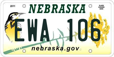 NE license plate EWA106