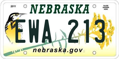 NE license plate EWA213