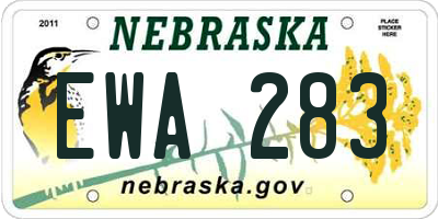 NE license plate EWA283