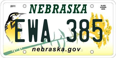NE license plate EWA385