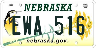 NE license plate EWA516